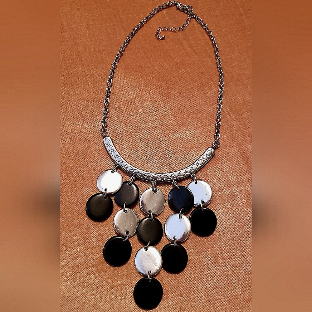 Silver and black 5 strand necklace